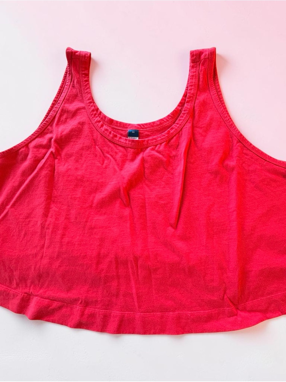 3X Old Navy Bright Red Cropped Tank Top Summer Casual Cotton
